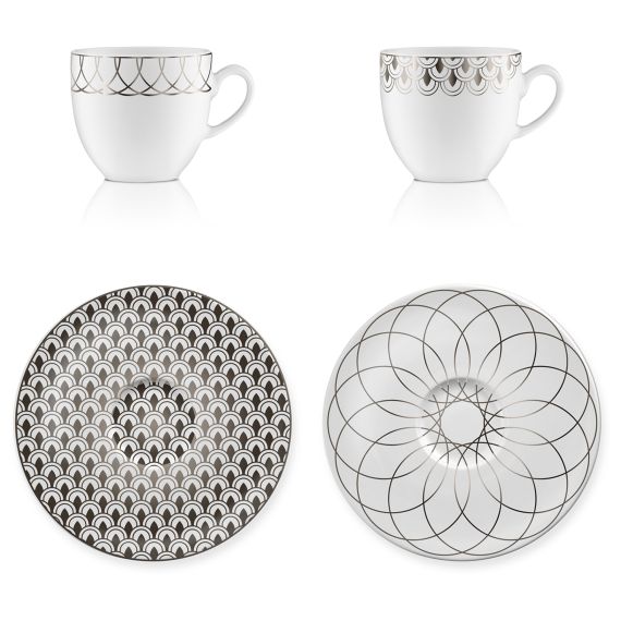 Produktbild von Kaffeetasse Set 2 First Platin 7 cm - Vola