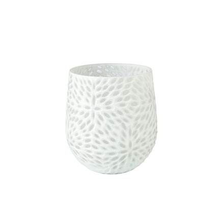 Vase White Carved - klein 22,5 cm weiß Accessoires