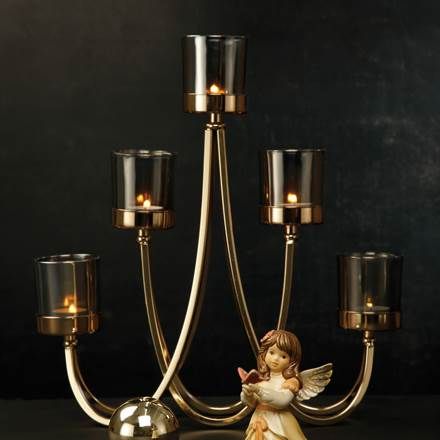 Produktbild von Kerzenleuchter gold 40,5 x 35 cm