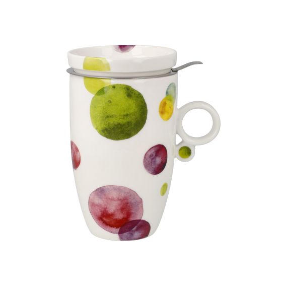 Produktbild von Teetasse mit Deckel und Sieb Limette & Aubergine Colori