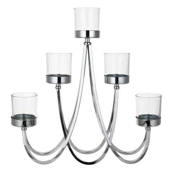 Produktbild von Kerzenhalter / Kerzenleuchter silber mit Klarglas - Ambiente