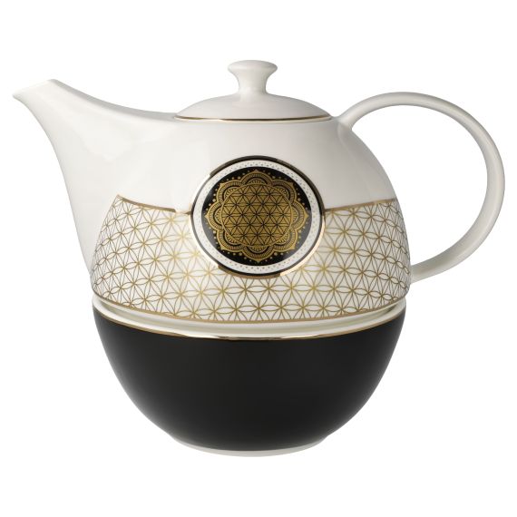 Blume des Lebens - Teekanne mit Stövchen Lotus Yin Yang