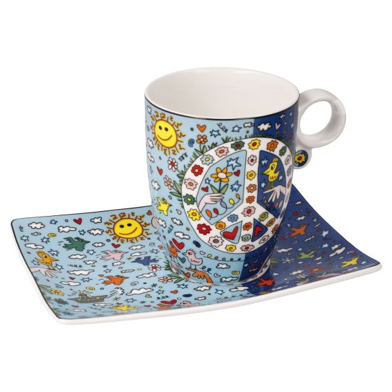Künstlertasse James Rizzi Give Peace a Chance - Pop Art