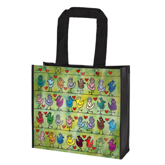 Einkaufstasche James Rizzi -Birds on a Love Wire Pop Art