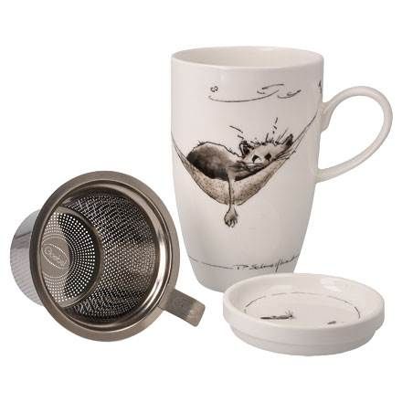 Tea Cup with Lid and Strainer Just relax - Goebel Atelier