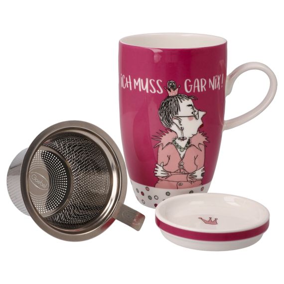 Produktbild von Teetasse mit Deckel und Sieb - Ich muss gar nix - Barbara Freundlieb 