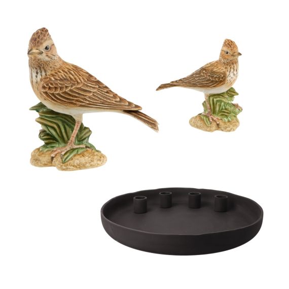 Produktbild von Feldlerche mit Kerzenhalter - 3-teiliges Set Natur Pur