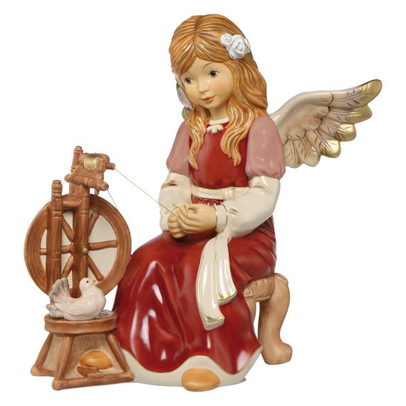 Produktbild von Engelfigur Märchenhaftes Spinnrad - Himmelsboten Weihnachten Bordeaux