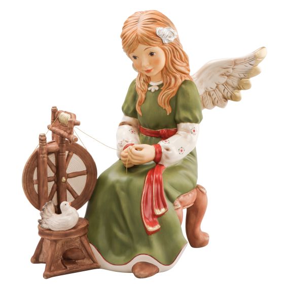 Produktbild von Engelfigur Märchenhaftes Spinnrad - Himmelsboten Weihnachten Rot-Grün