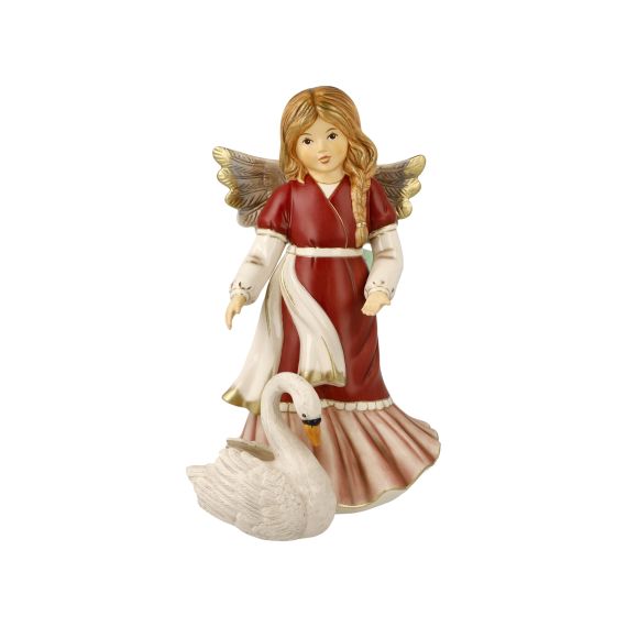 Produktbild von Engelfigur Anmutiger Schwanenfreund - Himmelsboten Weihnachten Bordeaux