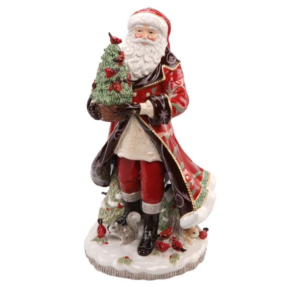 Weihnachtsfigur Santa mit Baum Rot - Fitz & Floyd XMAS