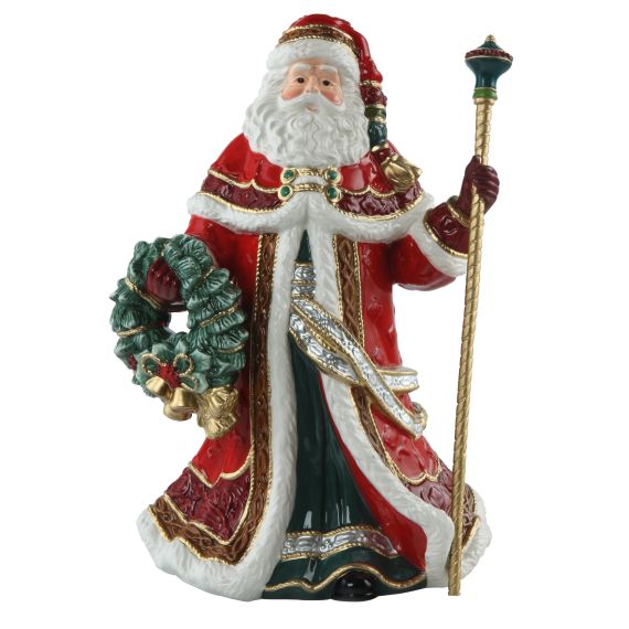 Produktbild von Figur Santa mit Kranz und Stab - Fitz & Floyd XMAS