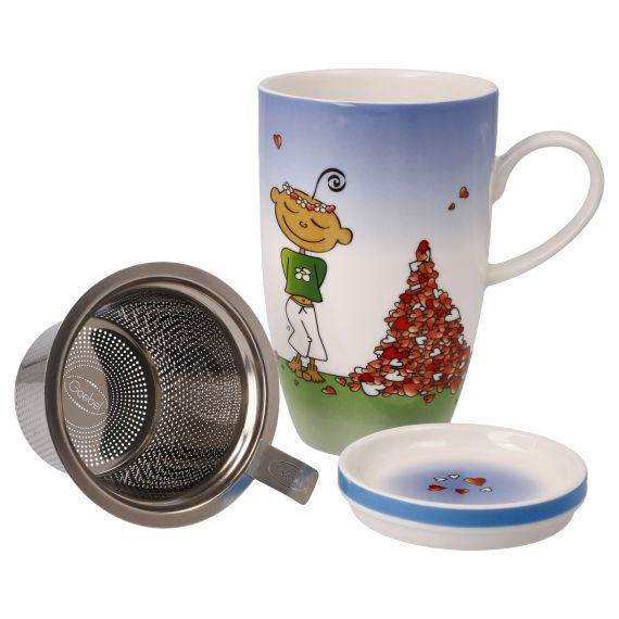 Teetasse mit Deckel und Sieb Der kleine Yogi - "Für Dich gesammelt"  