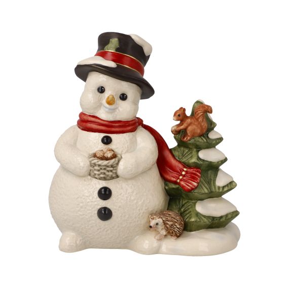 Figur Schneemann Besuch am Waldrand - Weihnachten