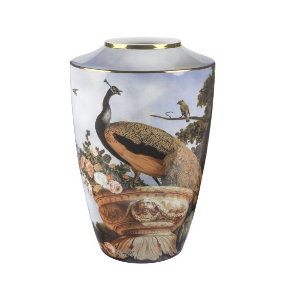 Vase 41 cm Melchior de Hondecoeter Pfau im Schlosspark - Artis Orbis